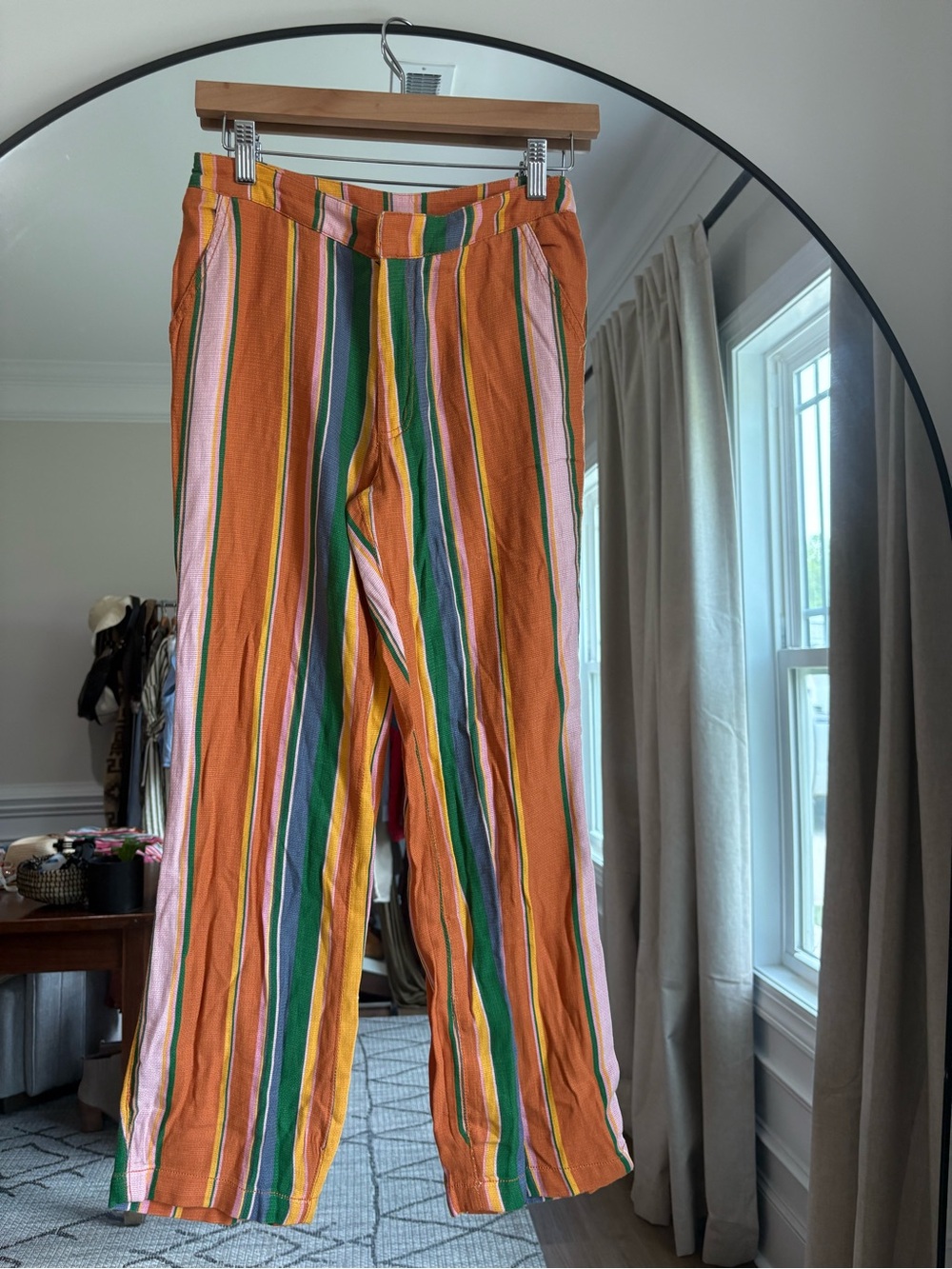 Free People Striped Orange Multi-Color Womens  Lightweight Casual Pants